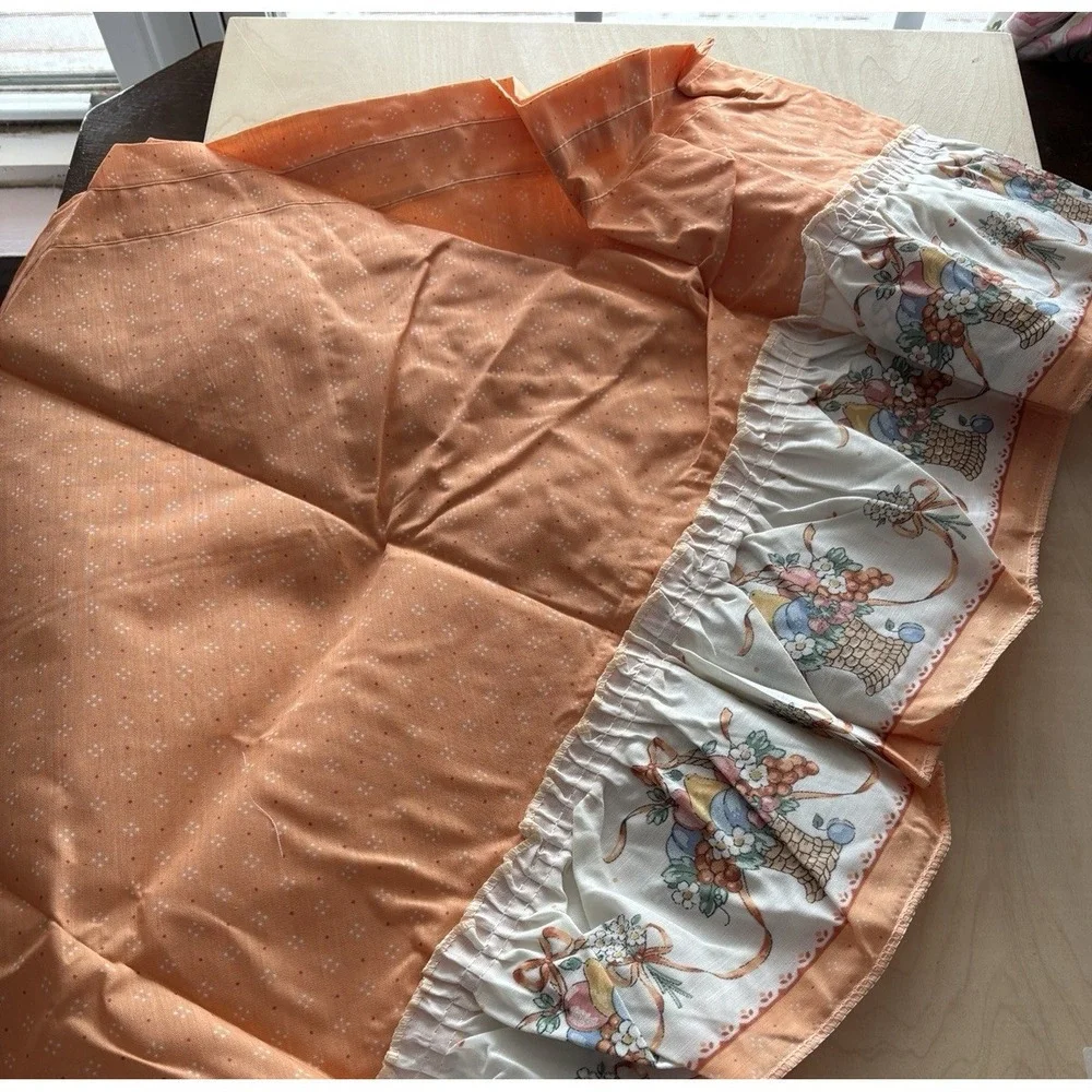 Vtg 1980s Curtain Swag Valance Garden Faire Peach Ruffle New 60
